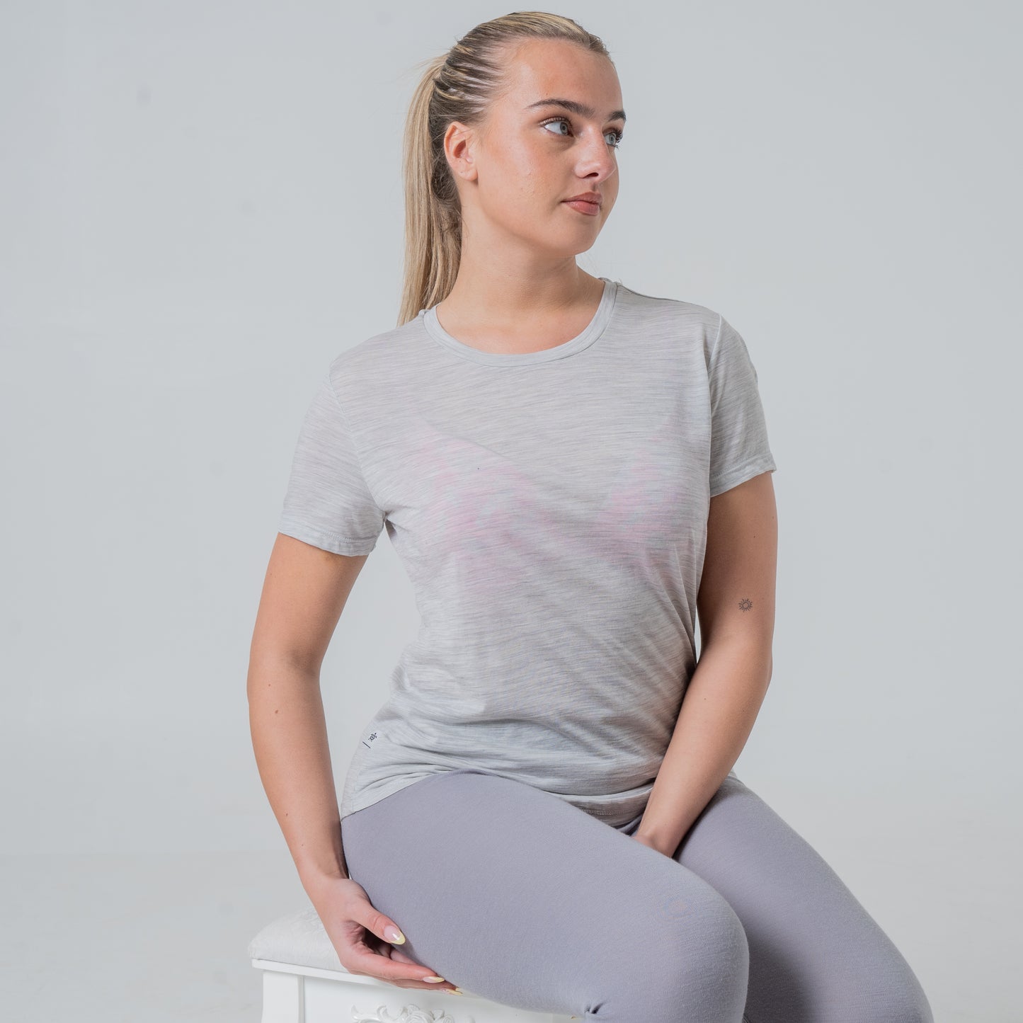 Damen Tencel Merino Shirt kurz grau