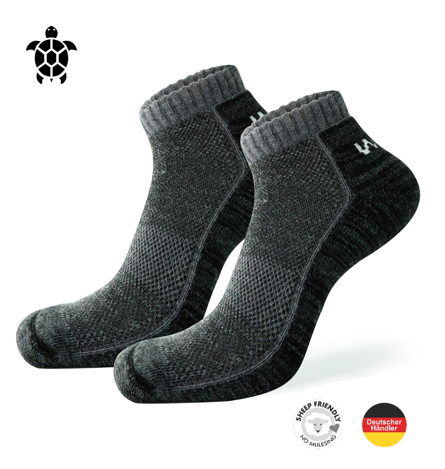 4 Paar Merino Sportsocken kurz grau