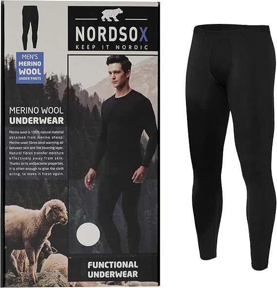 Herren Thermounterhose Merino Polyester Mix schwarz