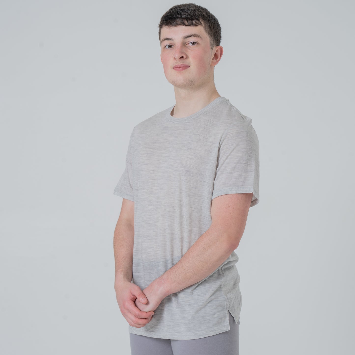 Herren Tencel Merino Shirt kurz grau