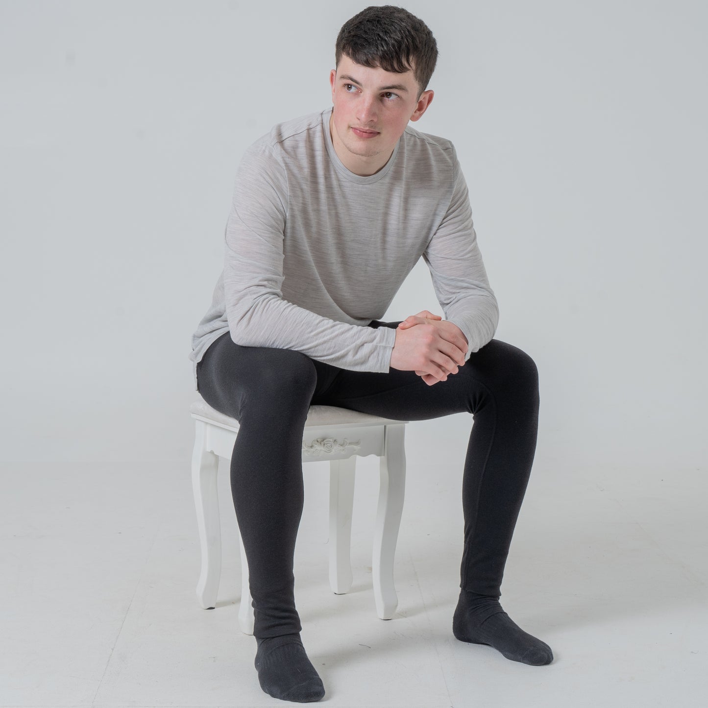 Herren Tencel Merino Shirt lang grau