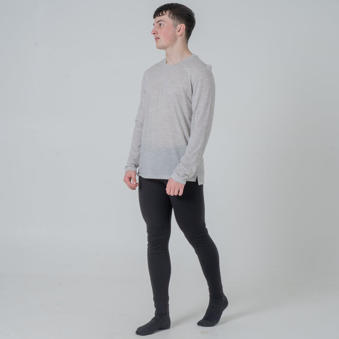 Herren Tencel Merino Shirt lang grau