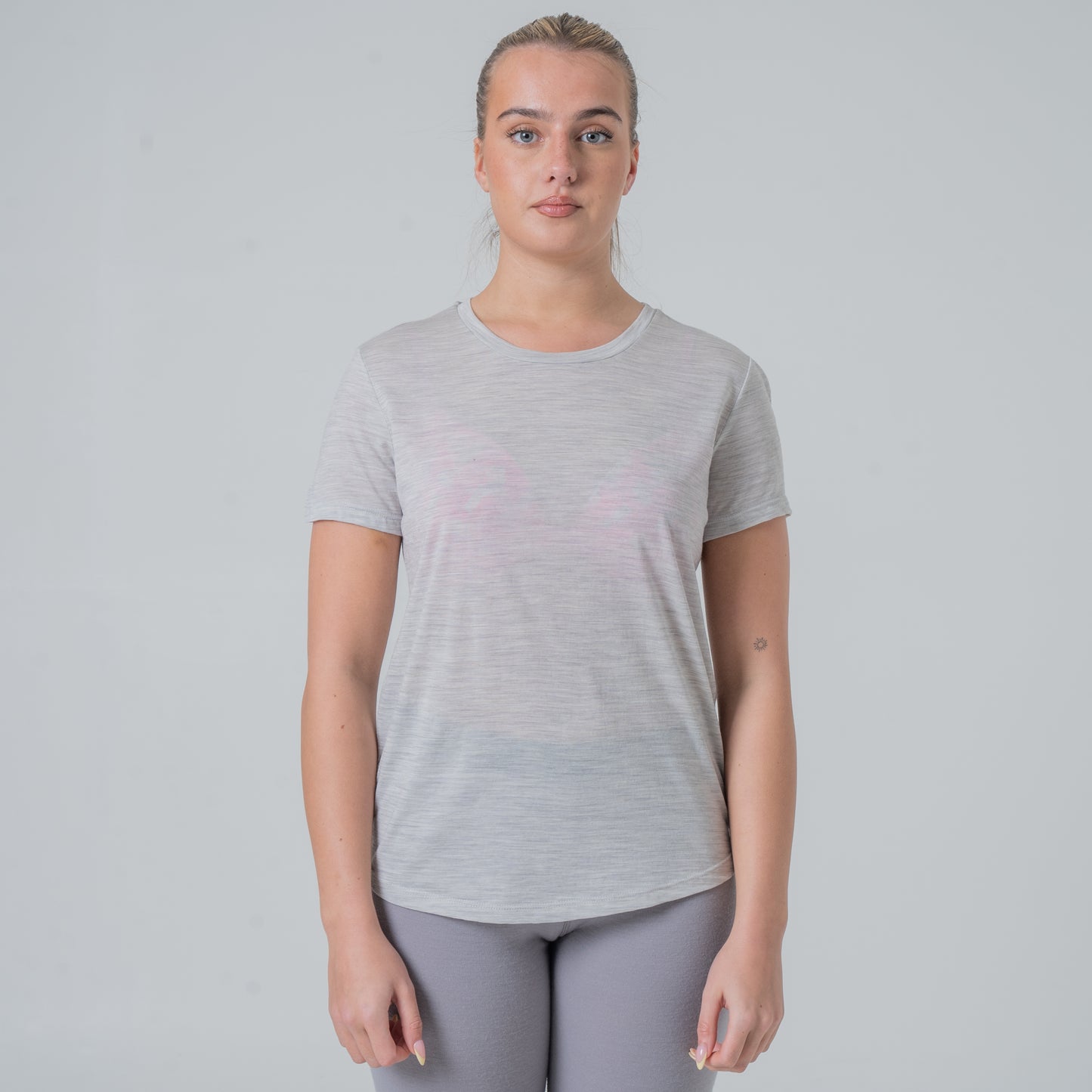 Damen Tencel Merino Shirt kurz grau